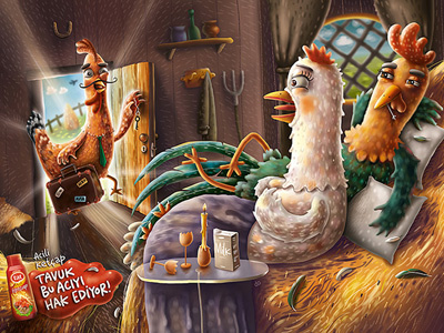 TAT Ketchup. Chicken Punisher ad advert advertising animals campaign character chicken cock ddb emotions fun illustration ketchup moment tat turkey