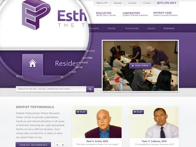 Esthetic Professionals block borders center clean dental dentist healthcare purple shadow simple square ui