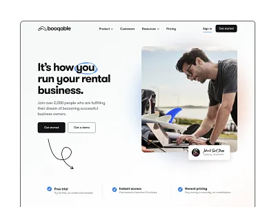 Brand & web design software company booqable branding interface landing page rent rental rental software saas software ui ux web
