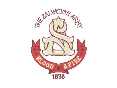 The Salvation Army Monogram banner handmade monogram pencil shield sketch stars type