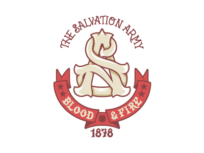 The Salvation Army Monogram banner handmade monogram pencil shield sketch stars type