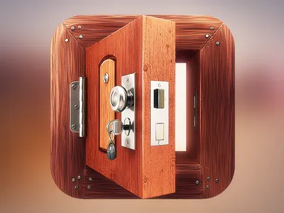 App Icon Design - Wooden Door 3d android app app designers app icon designers apps artists best design designers developers door graphic graphic design graphics handle icon icon design icons illustration illustrators ios ipad iphone key knob lock mobile open unlock