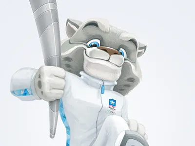 Snow Leopard character leopard mascot olympic sochi 2014