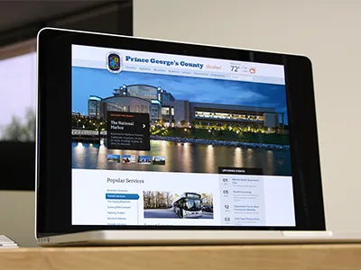 Prince George's County blue calendar county government home page photo slideshow ui website