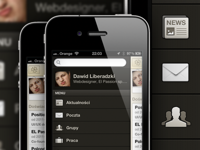 Golden Line app brown goldenline icons ios iphone left menu poland ui