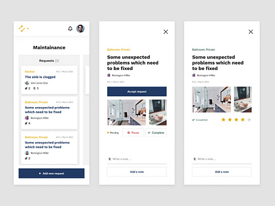 Hosts' maintenance ticketing management tool kanban ui design ux design web design