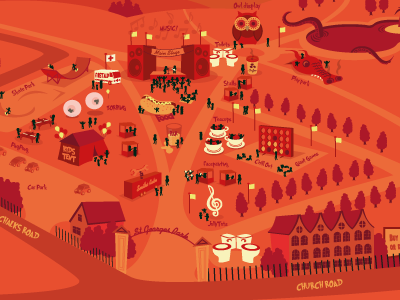 Redfest map & flyer cartoon drawing festival flyer illustration illustrator map
