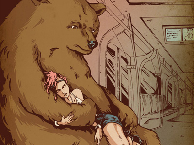 Berlin Guardian Angel bear berlin girl guardian angel illustration night sleeping subway