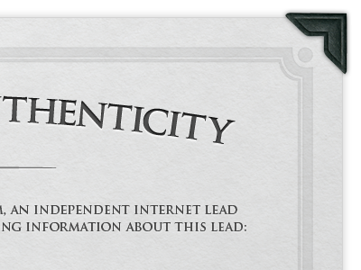 Certificate of Authenticity skeumorphic work