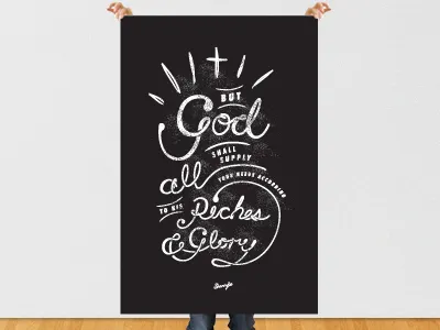 Riches & Glory Poster black custom graphic design poster type verse