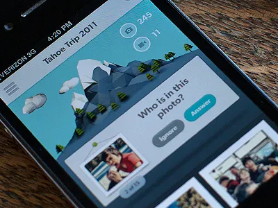 Mountain Theme app blue buttons icons ios iphone low poly photo render ui