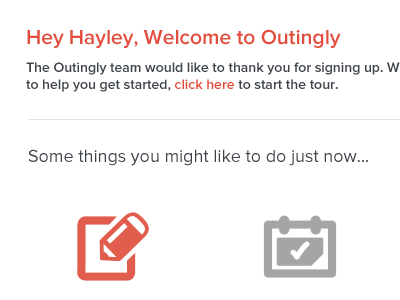 Welcome clean icons message red ui welcome