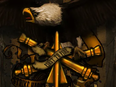 The Eagle has Landed!... on a cannon... cut and sew illustration military photoshop t shirt