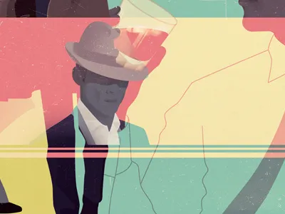 Filmic 1950 1960 cocktail digital film illustration poster