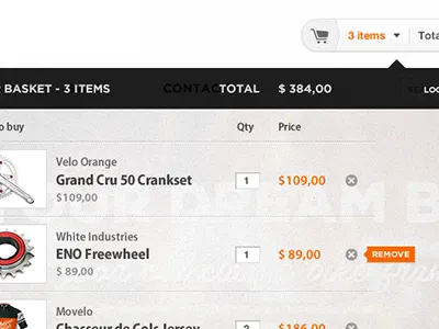 Bike Shop Modal Basket White basket ecommerce interface modal ui