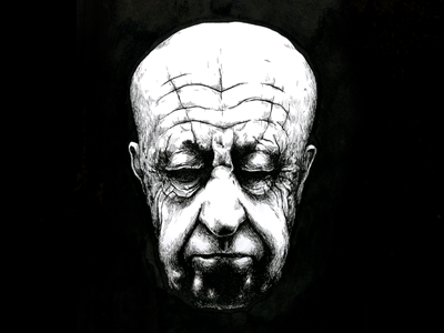 face black ink isograph portrait