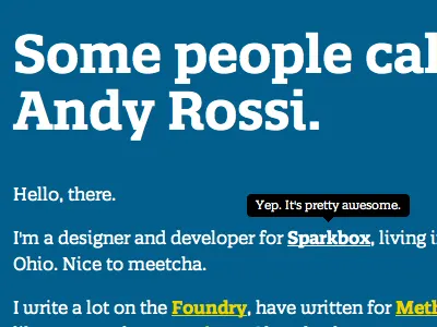 Blue blue header personal site tooltip