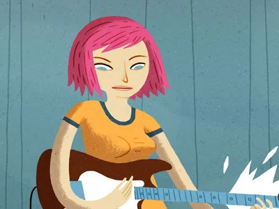 Rocker Chick brett electric girl guitar jubinville rock rocker tinman