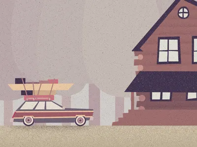 Holidays of June: Day 023 car dustin addair holidays of june house log cabin station wagon trees trip vacation woods