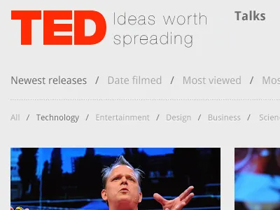 TED.com Redesign clean navigation redesign ted ui ux