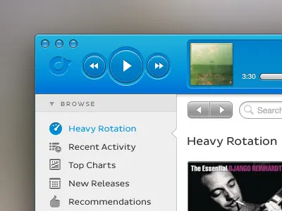 Rdio Mac App Redesign app blue buttons interface mac app rdio rdio app redesign ui