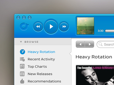 Rdio Mac App Redesign app blue buttons interface mac app rdio rdio app redesign ui