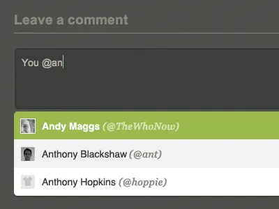 Auto-complete for mentions on Burrst auto complete form mentions