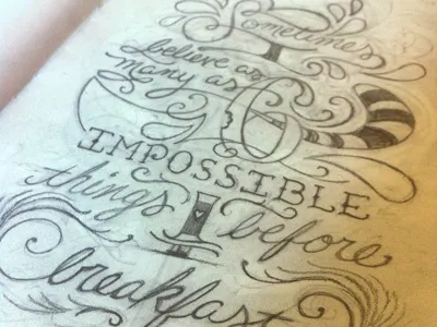 Wonderland lettering sketch