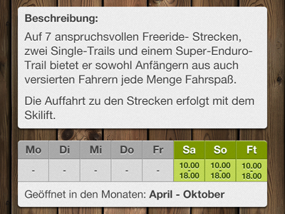 Info + Hours bike downhill freeride hours info ios mountain mtb park wood