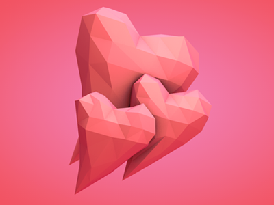 Hearts 3d 4d balloon balloons c4d cinema gradient heart hearts illustration lighting love pink polygon red render romance scene valentine