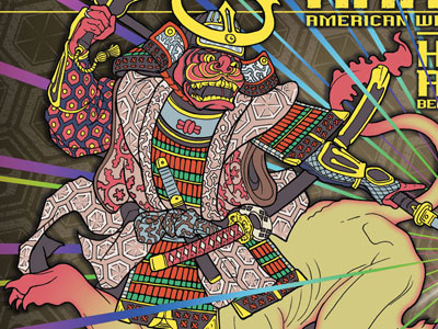 Akari Shogun beer illustration illustrator label lion photoshop samurai