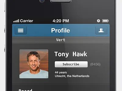 Skate App app gui interface iphone retina school skate tony hawk ui
