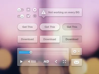 Transparant UI Kit Freebie freebie icon icons inspiration player psd ui ui kit vector video web webdesign website