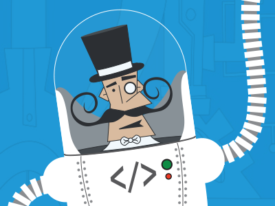 Robotic Gentleman Debut cartoon classy gentleman illustration mech robot robotic vector