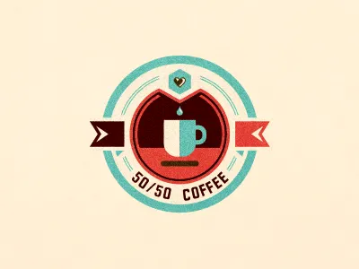 50/50 Coffee adline badge branding brassai coffee design ecuador emblem export heart logo organic szende