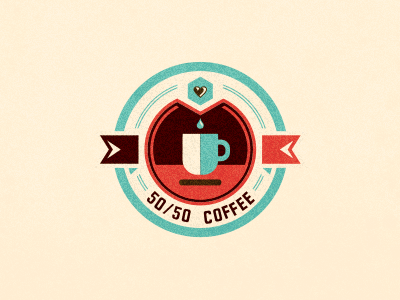 50/50 Coffee adline badge branding brassai coffee design ecuador emblem export heart logo organic szende