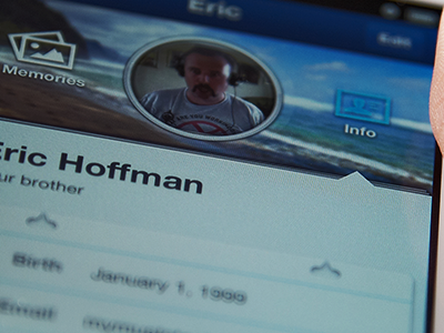 Profile V2 app contact cover doodad info interface loupe memories mobile paper profile ui user whoopee