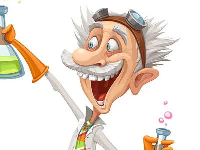 Mad Scientist cartoon character illustration scientist vector