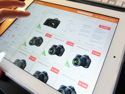 Camerastore cameras css3 display html5 ios ipad list minimalist orange photo retina shop store web