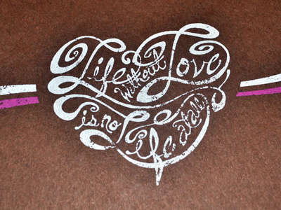 Life Love printed custom invitation life love pencil rough screenprint script typography wedding