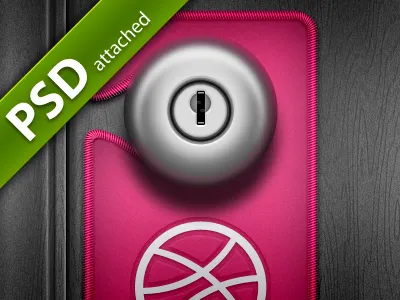 Do not disturb! +PSD door dribbble fabric lock metal psd wood