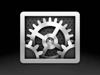 System Preferences anisotropic gears icon industrial ios6 mac metal reflections shiny