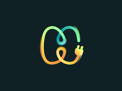 H and plug letter design gradient icon illustration letter logo mark multicolor plug ui