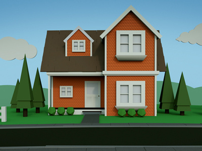 House animation cinema 4d illustration