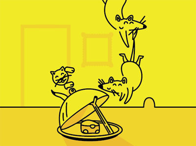 Mouse cat chise mice mouse trap yellow