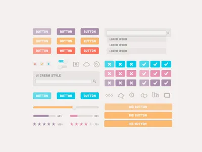 Ui Cream Style agency bar button cream style field free freebies icons me progress slider ui