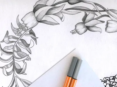 Floral ampersand poster sketch ampersand floral paper pencil sketch