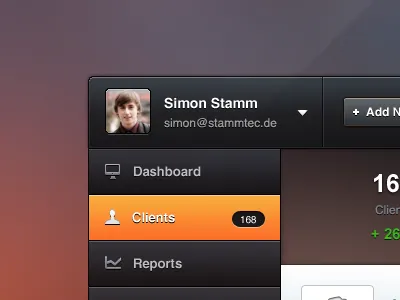 Web App app blue button clean form gui modern navigation orange profile red slick ui ux web