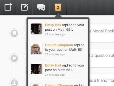 Secret Dashboard - Notifcations class dashboard dropdown feed notifcations post school search social timeline ui ux