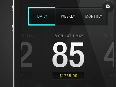 Envato Sales App dark graph ios iphone mobile nav receipt settings stats ui